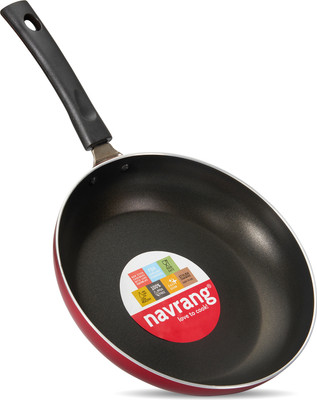 NAVRANG NONSTICK FRY PAN 240MM, NON INDUCTION, 1.7 LTR, RED COLOR Fry Pan 24 cm diameter 1.7 L capacity(Aluminium, Non-stick)