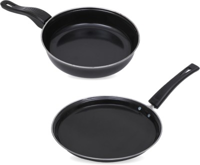 cookpro Non-Stick Tawa & Fry Pan - Kitchen Cooking Set of 2 Pcs | Induction Bottom Non-Stick Coated Cookware Set(Cast Iron, PTFE (Non-stick), 2 - Piece)