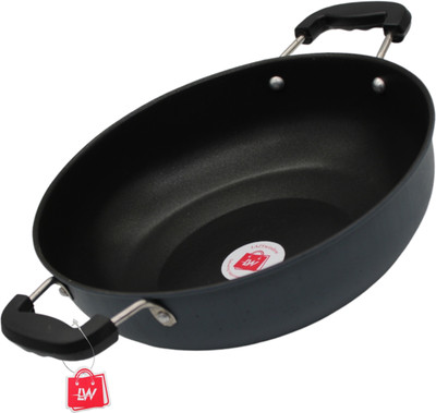 LAZYwindow Induction and Gas-Stove Friendly Nonstick Kadhai 3L (Grey Base) + Surprise Gift Induction Bottom Non-Stick Coated Cookware Set(Hard Anodised, 1 - Piece)