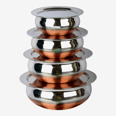 RBGIIT Stainless Steel Copper Bottom Cooking Serving Pot with Lid Biryani Handi 4 Pc K2 Cookware Set(Stainless Steel, 4 - Piece) deal from flipkart RBGIIT Stainless Steel Copper Bottom Cooking Serving Pot with Lid Biryani Handi 4 Pc K2 Cookware Set(Stainless Steel, 4 - Piece) deal from flipkart