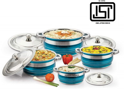Klassi Kichen Stainless Steel 4 Pcs Handi Set with lid Glossy Finish Induction Bottom Cookware Set(Stainless Steel, 4 - Piece)