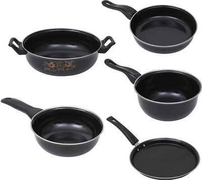 Puros 5 Pcs Non-Stick Induction Base Cookware Set Induction Bottom Non-Stick Coated Cookware Set(PTFE (Non-stick), 5 - Piece)
