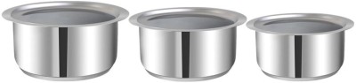 Lal Dayal Aone Stainless Steel HeavyGauge Patila's 7litre,5litre &2litre with lid Pack of6 Induction Bottom Cookware Set(Stainless Steel, 6 - Piece)