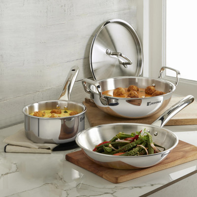 BERGNER Tripro TriPly Stainless Steel 4 Pcs Induction Bottom Cookware Set(Triply, 4 - Piece)