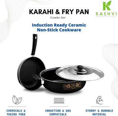Kashvi Induction Bottom Non-Stick Coated Cookware Set(Cast Iron, 2 - Piece)