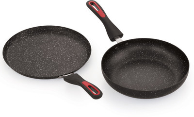 iVBOX iron-Max Carbon Steel Heavy Weight 5-Layer Coating 28cm Tawa and 24cm Fry Pan Induction Bottom Non-Stick Coated Cookware Set(Iron, 2 - Piece)