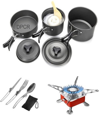 byrm Lightweight Hiking Cookware Set Non-Stick Coated Cookware Set(Aluminium, 11 - Piece)