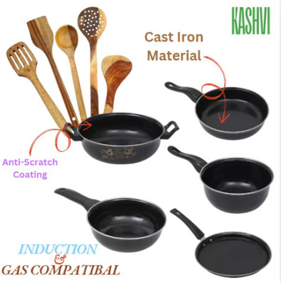 Kashvi Premium Quality Induction Bottom Non-Stick Coated Cookware Set Induction Bottom Non-Stick Coated Cookware Set(Cast Iron, 1 - Piece)