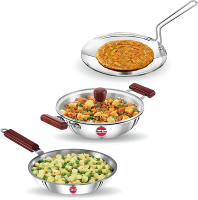 Hawkins Tava, Frying Pan, Kadhai Combo (SSET1) Induction Bottom Cookware Set(Triply, 3 - Piece)