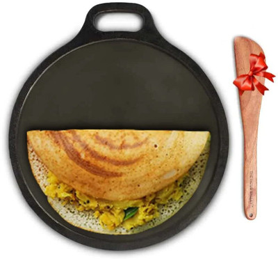 The Indus Valley Super Smooth Cast Iron Tawa for Dosa/Chapathi + Free Spatula | 30.5cm/12 inch Induction Bottom Cookware Set(Cast Iron, 2 - Piece)