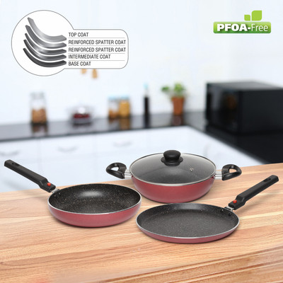 Prestige Festival Pack Induction Bottom Non-Stick Coated Cookware Set(Aluminium, 3 - Piece)