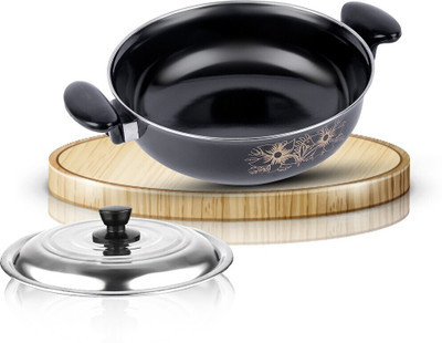 Maharajee Graceful Non Stick Kadhai With Lid Ceramic Enamel Coating Induction Bottom Non-Stick Coated Cookware Set(Cast Iron, 1 - Piece)