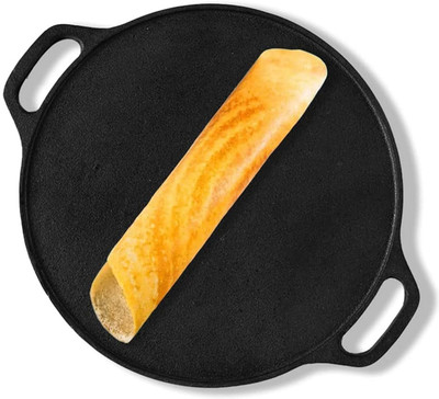 OMORTEX Dosa Tawa 12 Inch Pre-Seasoned Cast Iron Skillet Induction Bottom Non-Stick Coated Cookware Set(Cast Iron, 1 - Piece)
