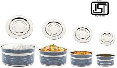 Klassi Kichen Stainless Steel Color Cook And Serve Set -4pc Patila Set Induction Bottom Cookware Set(Stainless Steel, 4 - Piece)