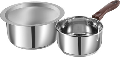 VINOD Capsule Bottom Tope (1 L) with lid & Regular Saucepan (1.8 L) Induction Bottom Cookware Set(Stainless Steel, 3 - Piece)