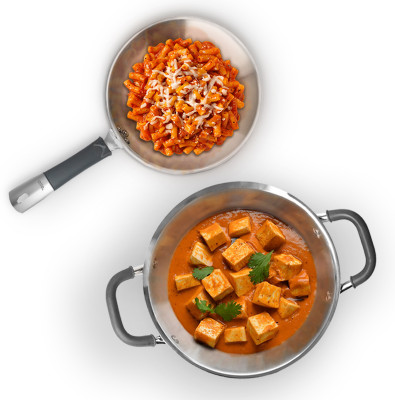 Allo TriPly Stainless Steel 2pcs Set of 2.7 Ltrs Kadhai with Lid & 1.5 Ltrs Frypan Induction Bottom Cookware Set(Stainless Steel, 2 - Piece)
