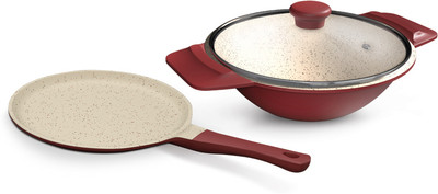 IMPEX RUBY 3Pcs Aluminium Diecast Nonstick Tawa Pan and Multipan Non-Stick Coated Cookware Set(Aluminium, 3 - Piece)