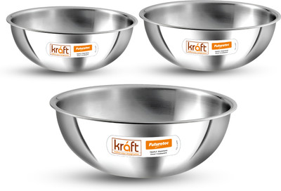 Kraft Kraft Futuretec Triply Stainless Steel Cookware Tasla Set of 3 Induction Bottom Non-Stick Coated Cookware Set(Stainless Steel, 3 - Piece)