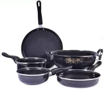 DADDY MY STORE Induction Bottom Non-Stick Coated Cookware Set(PTFE (Non-stick), 5 - Piece)