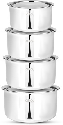 Allo TriPly Stainless Steel Tope 4pcs Set of - 1.1, 1.7, 2.7 and 3.8 Litre with Lid Induction Bottom Cookware Set(Stainless Steel, 4 - Piece)