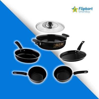 DADDY Sturdy Cook's Selection: 6-Piece Cast Iron Non-Stick Set - Induction & Gas Induction Bottom Non-Stick Coated Cookware Set(Cast Iron, PTFE (Non-stick), 6 - Piece)