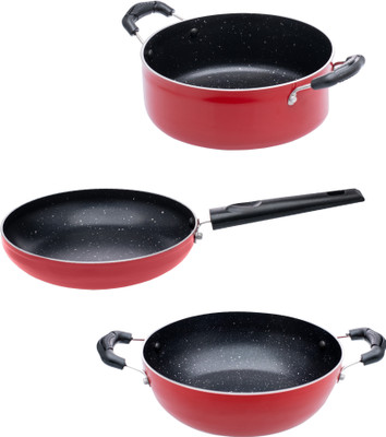 Flipkart SmartBuy Non-stick PFOA Free Non-Stick Coated Cookware Set(Aluminium, 3 - Piece)