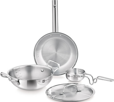 BERGNER BE Bergner Essentials Triply 4 Pieces Induction Bottom Cookware Set(Triply, 4 - Piece)