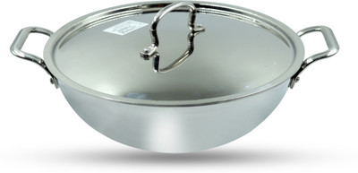 Easyroot Cookware Triply Stainless Steel Kadai with Lid-.2.5 Ltr Induction Bottom Cookware Set(Triply, 1 - Piece)