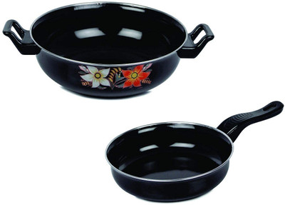 orn hub Induction Bottom Non-Stick Coated Cookware Set(Iron, 2 - Piece)