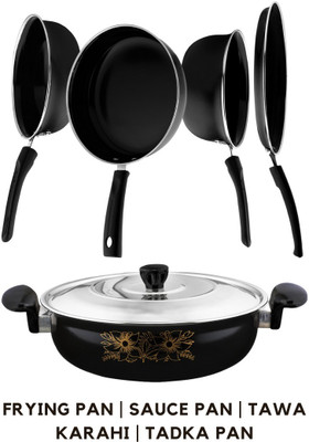 cookpro Cookpro Deluxe Non-stick(Natural Iron) Best Kitchen Cookware Set Of 6 Induction Bottom Non-Stick Coated Cookware Set(Cast Iron, 6 - Piece)