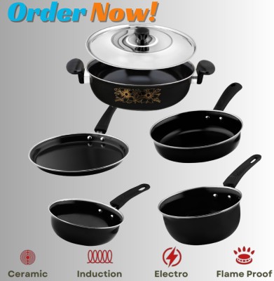 cookpro Cookpro 5pcs with stainless steel lid | Naturally Induction/Gas stove Induction Bottom Non-Stick Coated Cookware Set(Cast Iron, 6 - Piece)