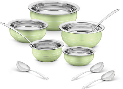 Classic Essentials Pista Handi/patila/bhagona/biryani cook & serve Induction Bottom Cookware Set(Stainless Steel, 10 - Piece)