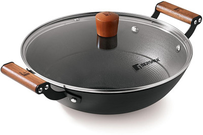 BERGNER Odin Cast Iron Kadai/Kadhai with Glass Lid, Induction Bottom Induction Bottom Cookware Set(Cast Iron, 1 - Piece)
