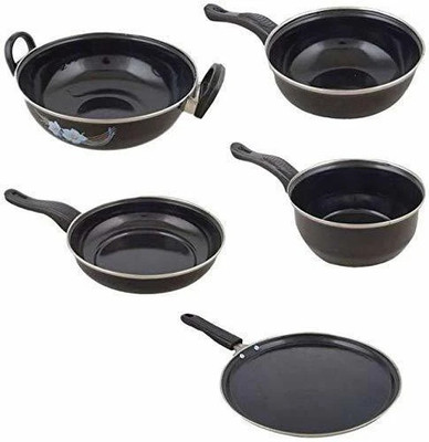 Acameo Cookware set Induction Bottom Non-Stick Coated Cookware Set(Aluminium, 5 - Piece)