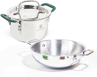 The Indus Valley Triply Stainless Steel Kadai & Stock Pot Combo Induction Bottom Cookware Set(Triply, 2 - Piece)