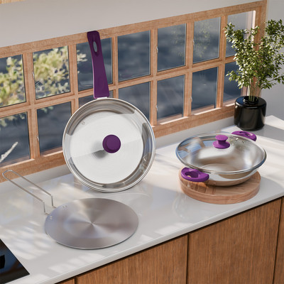 Lifelong LLTPC7 Combo Kadhai,Fry Pan (22 CM), Roti Tawa Induction Bottom Cookware Set(Triply, 3 - Piece)