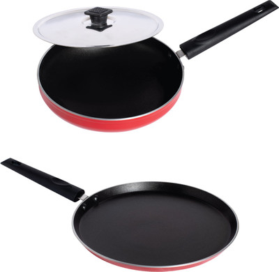 Flipkart SmartBuy Tawa and Fry Pan with Steel Lid Non-Stick Coated Cookware Set(Steel, 2 - Piece)