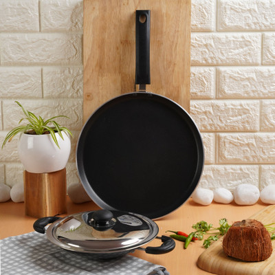 Kreme DELUXE 3mm NonStick Induction Bottom Appachetty + 280 Tawa Set of 2 pcs Induction Bottom Non-Stick Coated Cookware Set(Aluminium, 2 - Piece) Kreme DELUXE 3mm NonStick Induction Bottom Appachetty + 280 Tawa Set of 2 pcs Induction Bottom Non-Stick Coated Cookware Set(Aluminium, 2 - Piece)