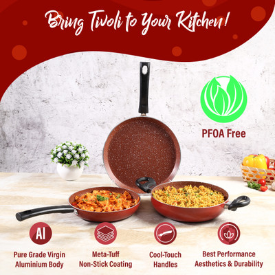 WONDERCHEF Tivoli Induction Bottom Non-Stick Coated Cookware Set(Aluminium, 3 - Piece)
