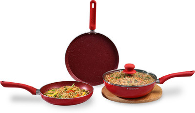 WONDERCHEF Royal Velvet Plus Induction Bottom Non-Stick Coated Cookware Set(Aluminium, 4 - Piece)