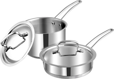VINOD Stainless Steel Classique Deluxe Combo 2 Pcs Induction Bottom Cookware Set(Stainless Steel, 2 - Piece)