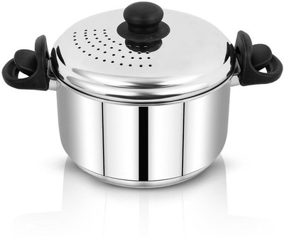 Ginara Stainless Steel Strainer ,Lift & Lock Handle Pasta/Rice -2 Years Warranty Cookware Set(Stainless Steel, 1 - Piece)