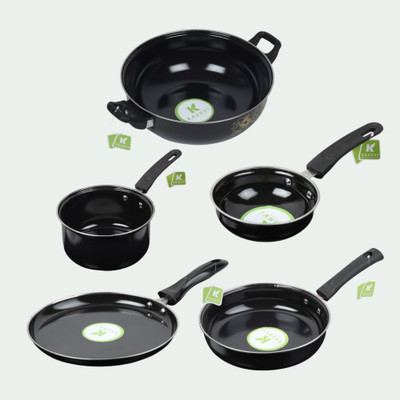 cookpro Cookpro 5pcs cookware set | Naturally Induction/Gas stove/Electric capability Induction Bottom Non-Stick Coated Cookware Set(Cast Iron, 5 - Piece)