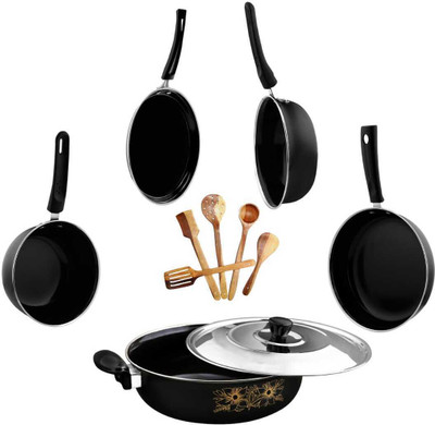 DOXMO Best Kitchen Cast Iron Cookware Set Induction Bottom Non-Stick Coated Cookware Set(Cast Iron, 5 - Piece)