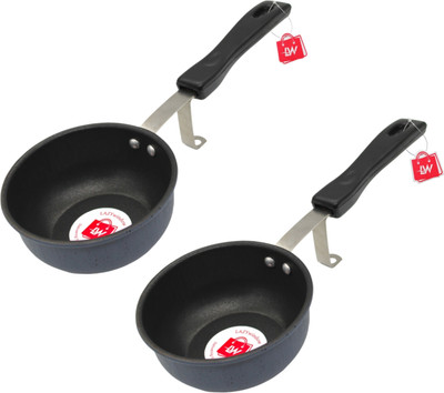 LAZYwindow Nonstick Fry / Tadka Pan (Grey) + Surprise Gift Induction Bottom Non-Stick Coated Cookware Set(Hard Anodised, 2 - Piece)