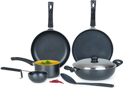Kreme Kitchen Starter Kit Non-Stick Coated Cookware Set(Aluminium, 7 - Piece)