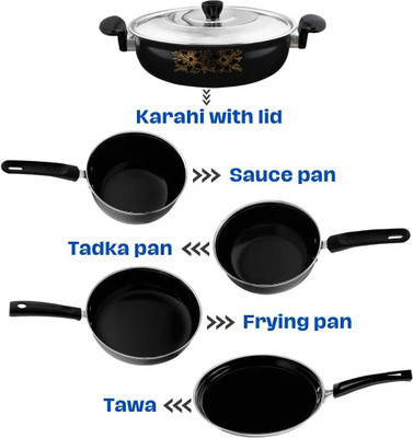 cookpro Cookpro Deluxe Non-stick(Natural Iron) Best Kitchen Cookware Set Of 6 Induction Bottom Non-Stick Coated Cookware Set(Cast Iron, 6 - Piece)