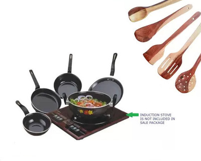 Maharajee Mercury Induction Bottom Non-Stick Coated Cookware Set(Cast Iron, 10 - Piece)