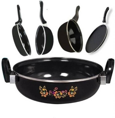 SILVOSWAN Premium Induction Bottom Non-Stick Coated Cookware Set(Iron, 5 - Piece)