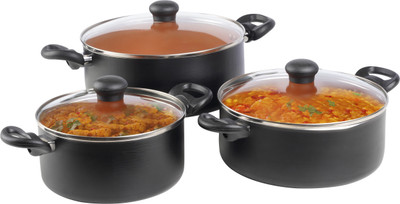 Kreme Casserole 2.5L + 3.5L + 4.5L Induction Bottom Non-Stick Coated Cookware Set(Aluminium, 3 - Piece)